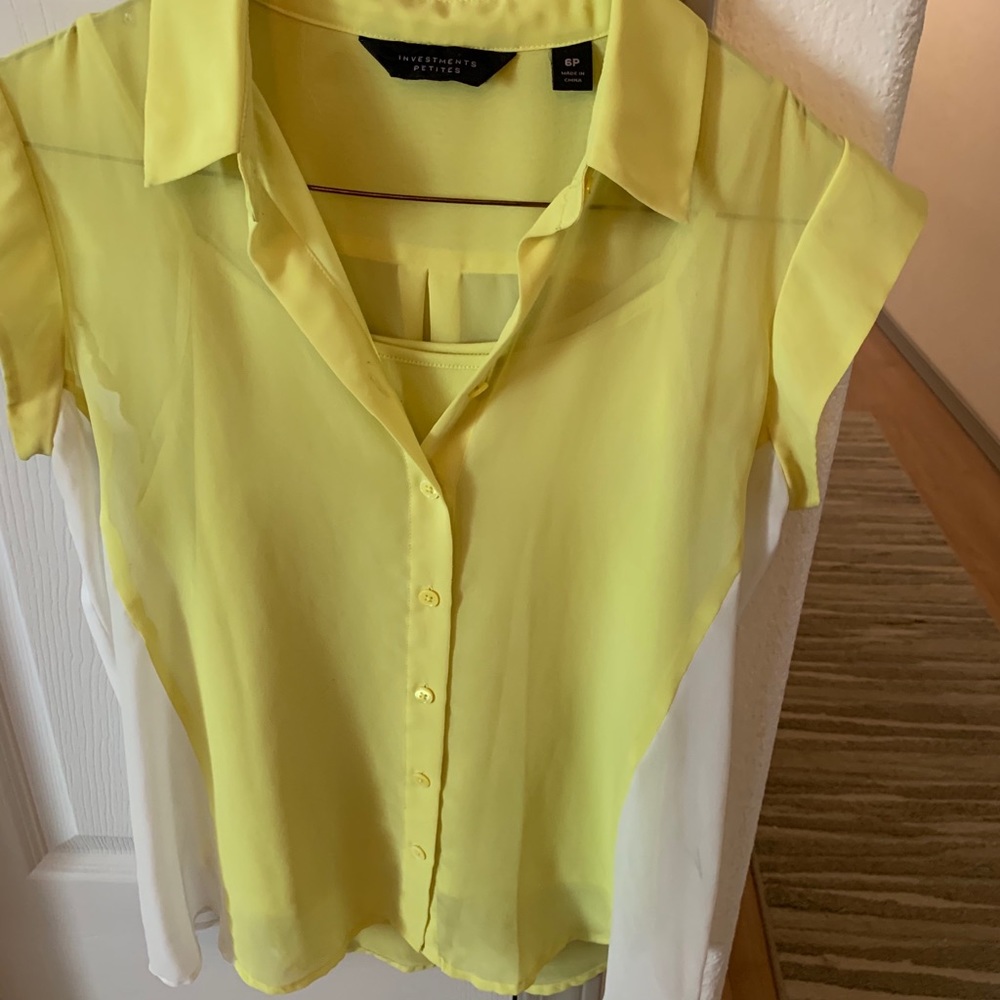 Yellow button down blouse